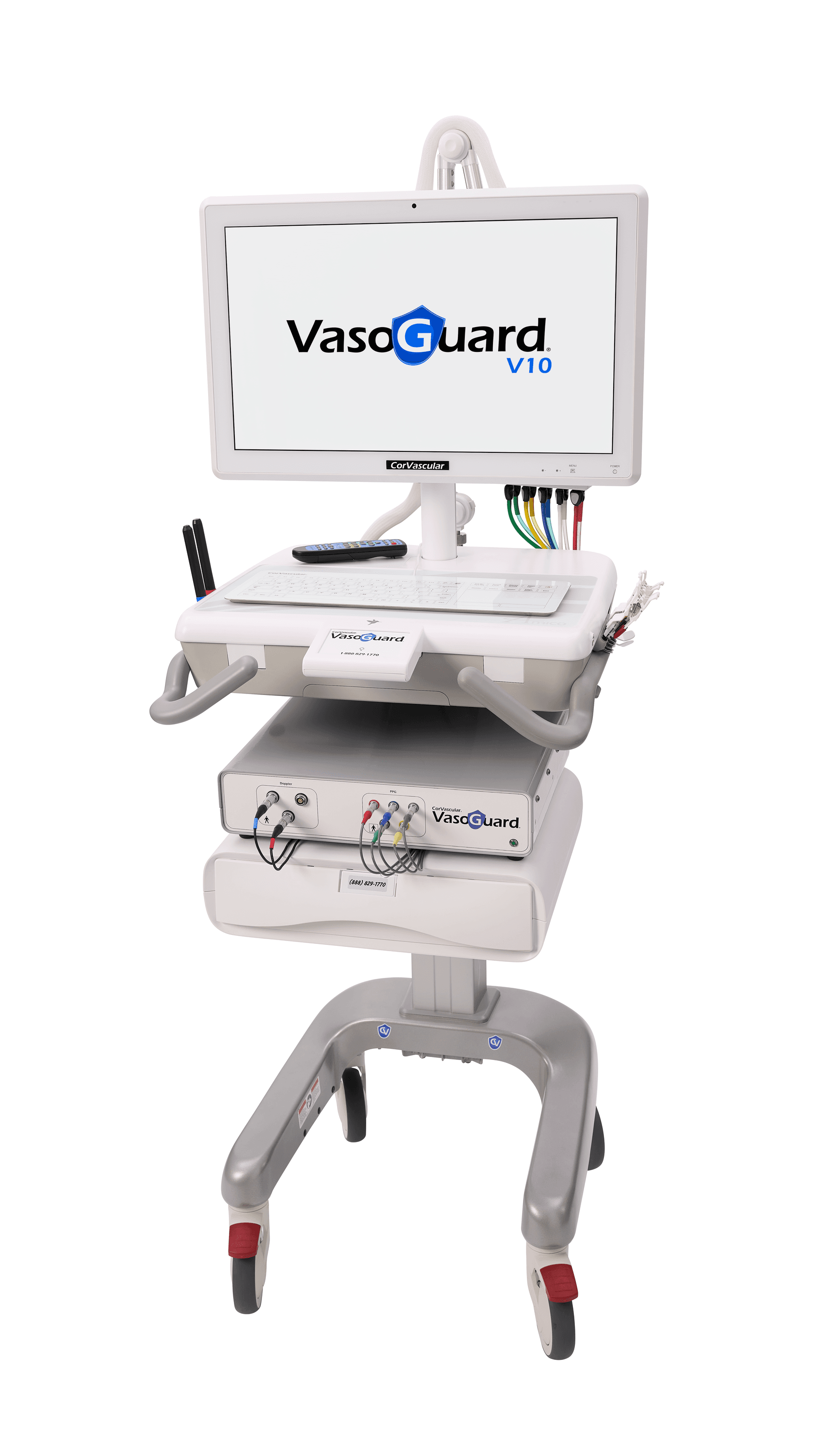 VasoGuard V10 Premium Vascular Testing System - 10 pressure channels, 5 PPG probes, 3 Doppler ports for comprehensive peripheral vascular diagnostics