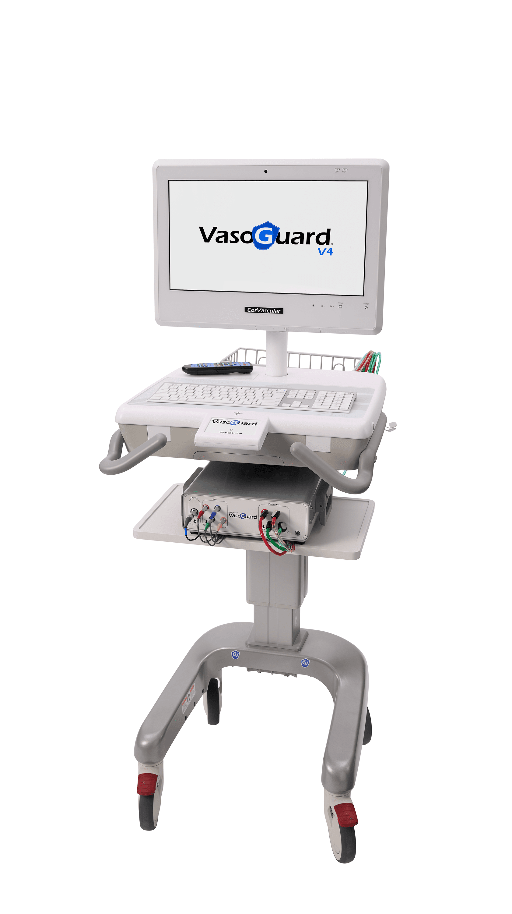 VasoGuard V4 Essential Vascular Testing System - 4 pressure channels, 4 PPG probes, 1 Doppler port for basic vascular diagnostics