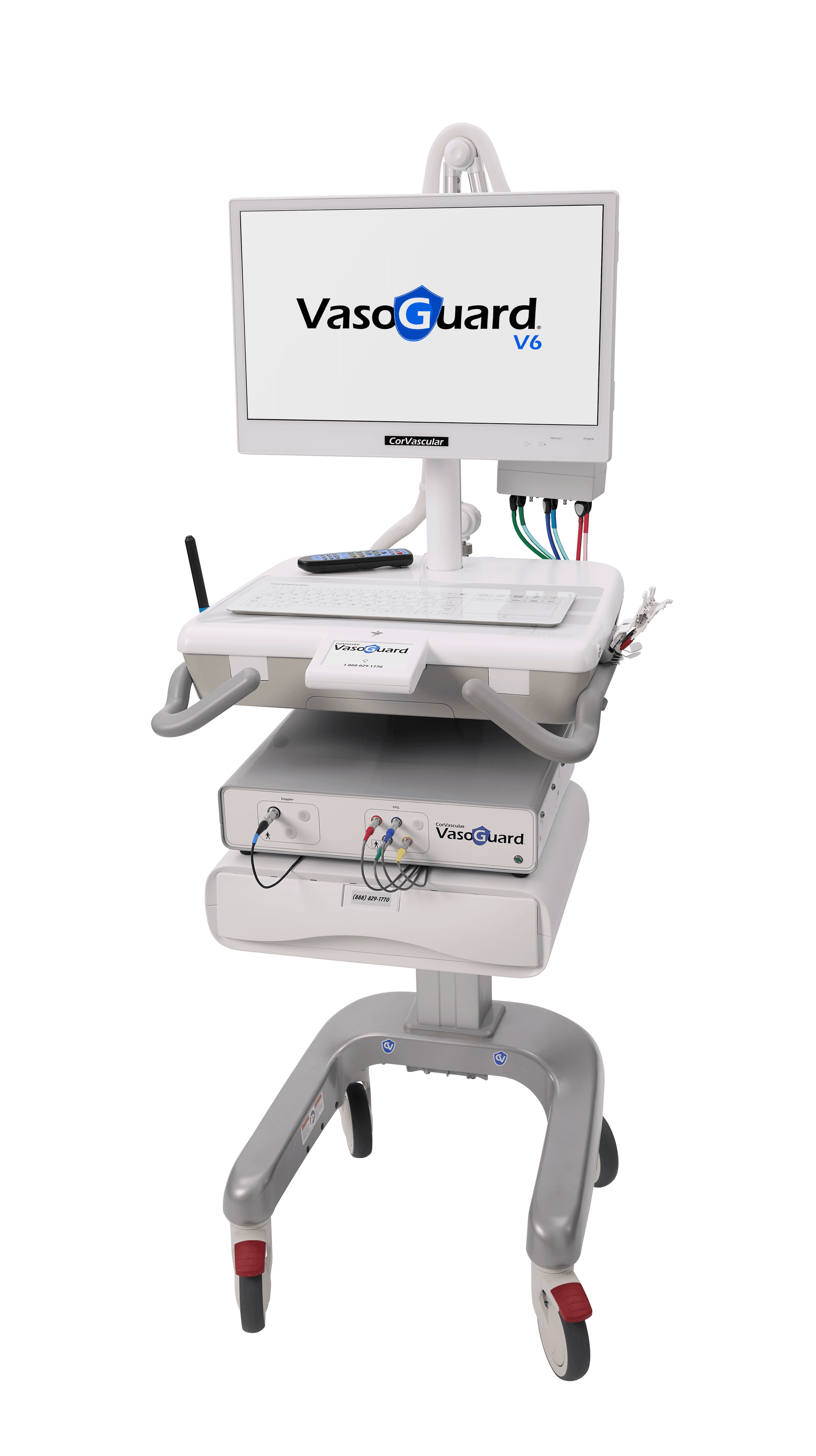 VasoGuard V6 Professional Vascular Testing System - 6 pressure channels, 4 PPG probes, 1 Doppler port for standard vascular diagnostics
