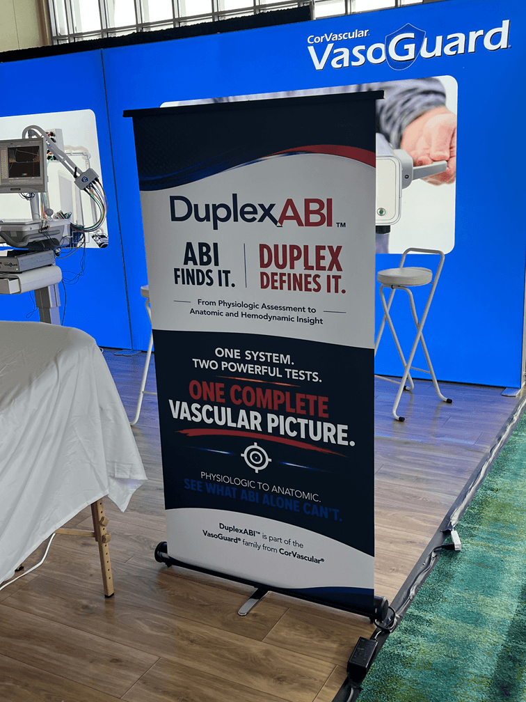DuplexABI scanning demo at the CorVascular booth, SVU 2026