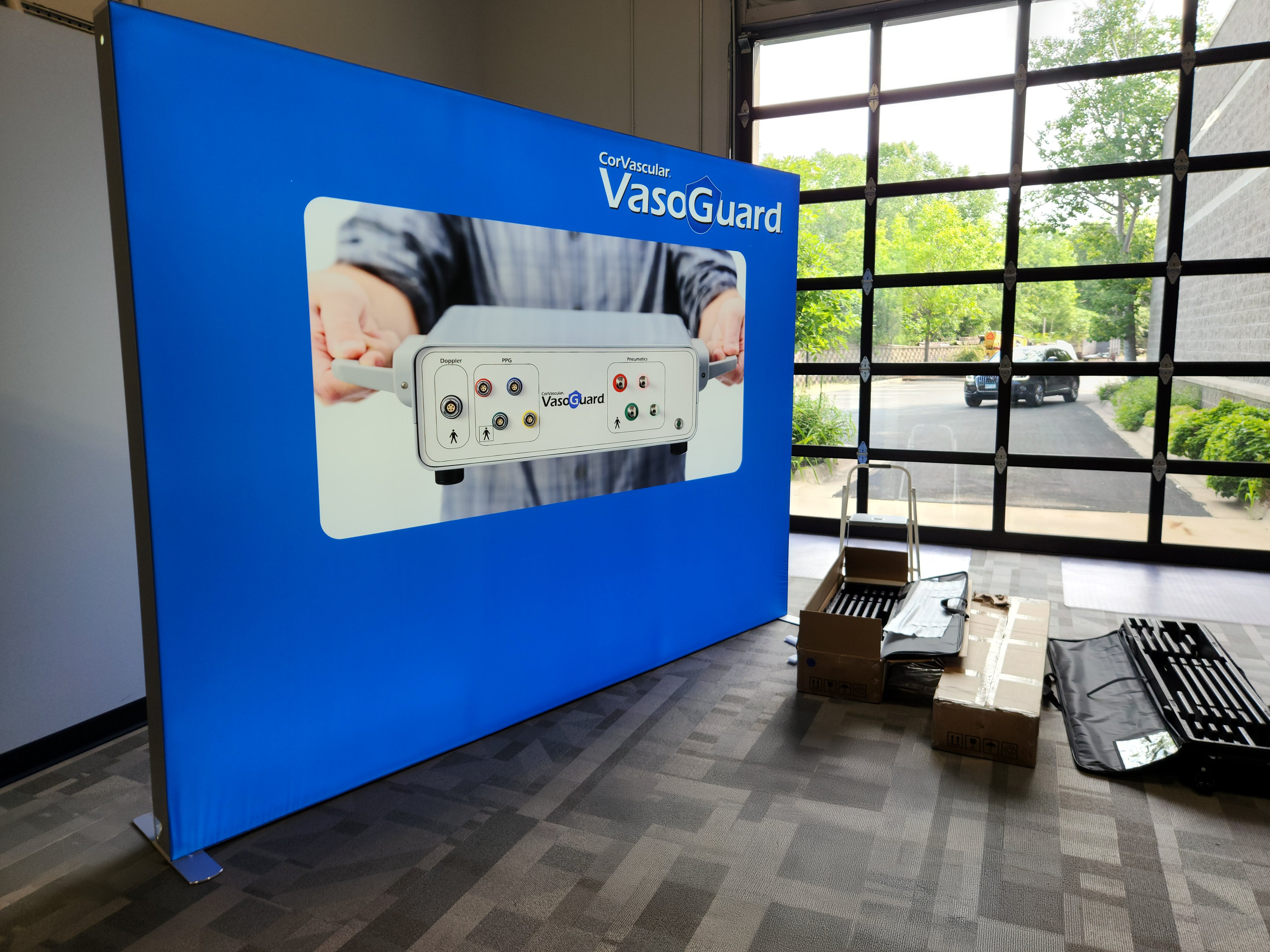 VasoGuard trade show display at CorVascular's Minnetonka facility